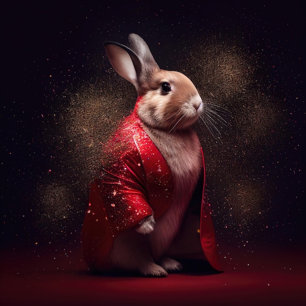 Noble rabbit in the Chinese royal palace Generative AI