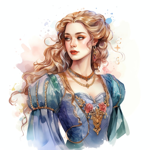 Noblewoman Medieval watercolor fantasy