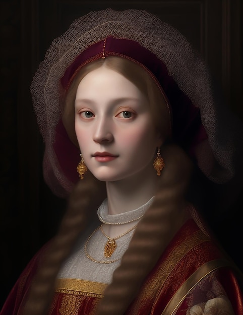 Photo a noblewomans portrait inspired by leonardo da vinci