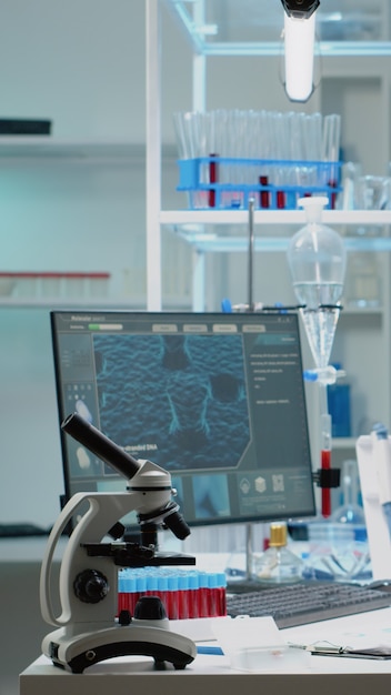 nobody in scientific laboratory with research instruments