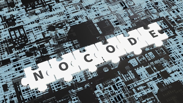 Nocode coding concept 3d rendering