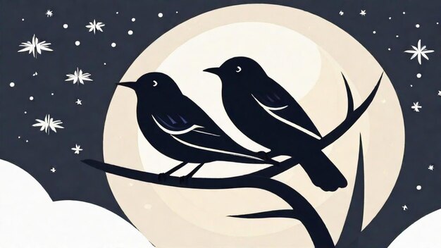 Photo nocturnal birds in the moonlight