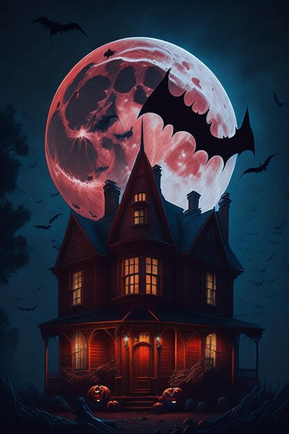 Nocturnal Haunts Halloween House under the Moon