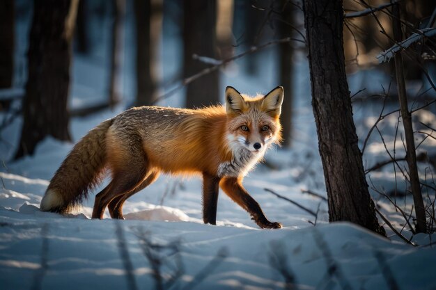 Nocturnal Red Fox in natural habitat