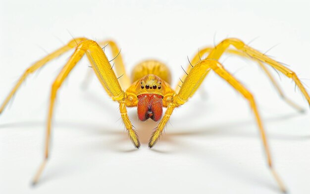 The Nocturnal World of Yellow Sac Spiders On White Background