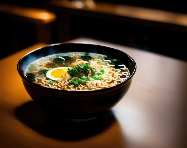 Foto noedels in japanse stijl met kip en groenten