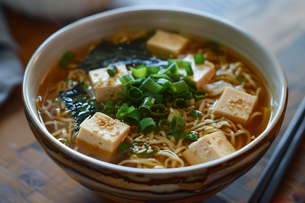 Noedelsop met tofu en spinazie