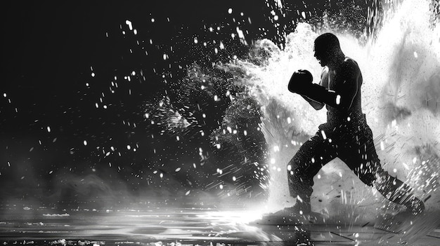 Photo noir boxer training scene