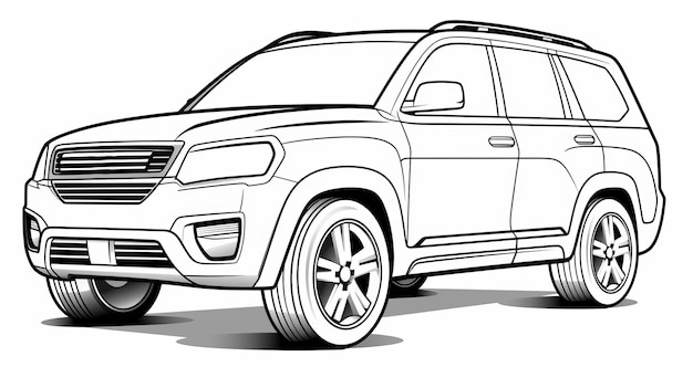 Noir Comic Art SUV Coloring Page for Kids