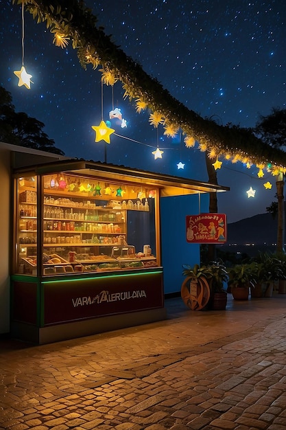 Noite Estrelada en Cantinho da Alegria Loja Iluminada com Brinquedos