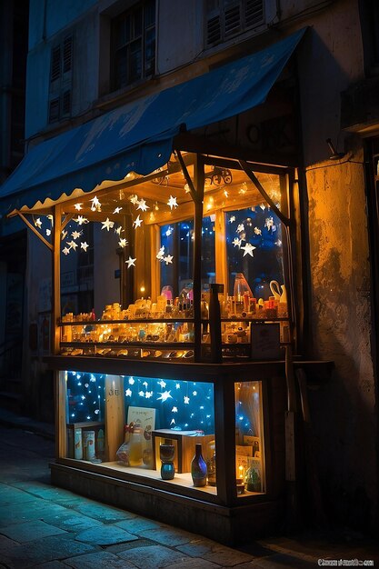 Noite Estrelada en Cantinho da Alegria Loja Iluminada com Brinquedos