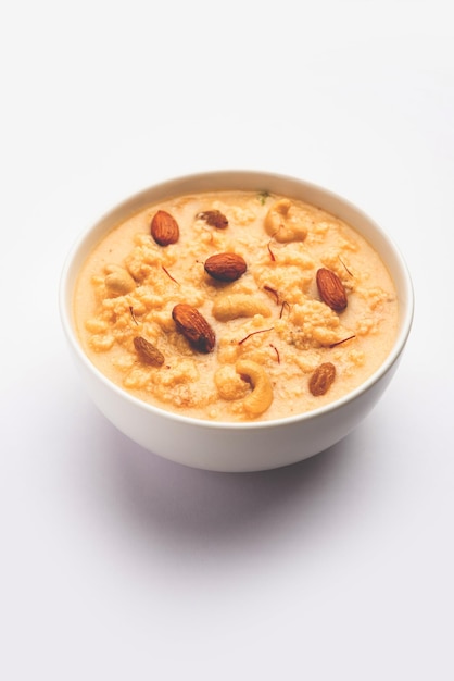 Nolen Gurer Chanar Payesh or Milk pudding of cottage cheese rice and jaggery bengali sweet recipe