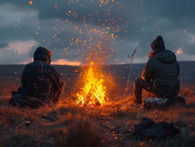 Photo nomads campfire flickering tales of the road