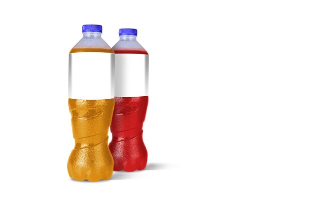 Фото Бутылки безалкогольных напитков, изолированные на белом фоне 3d-рендеринга, подходящие для вашего элемента дизайна