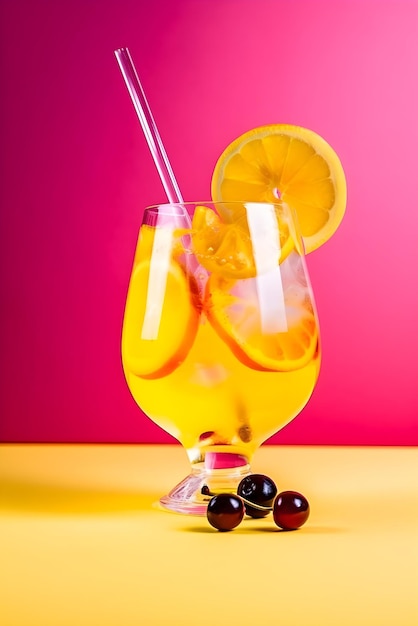 사진 분홍색 배경의 무알코올 여름 칵테일 여름 상쾌한 음료 개념 ai 생성