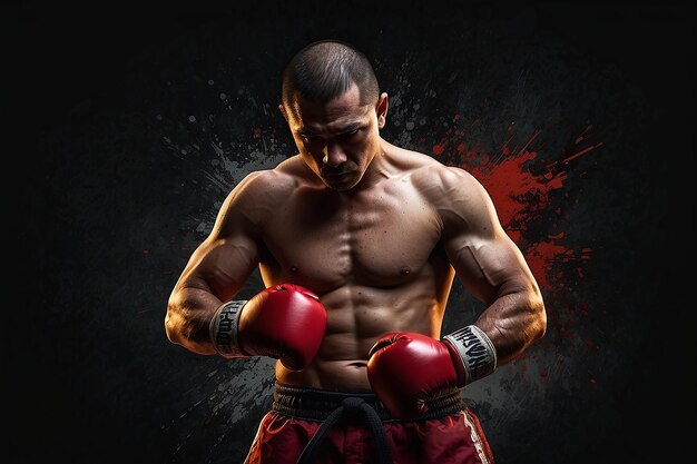 Noname image of a kickboxer on a dark background The concept of mixed martial arts MMA