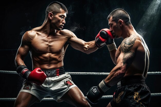 Photo noname image of a kickboxer on a dark background the concept of mixed martial arts mma