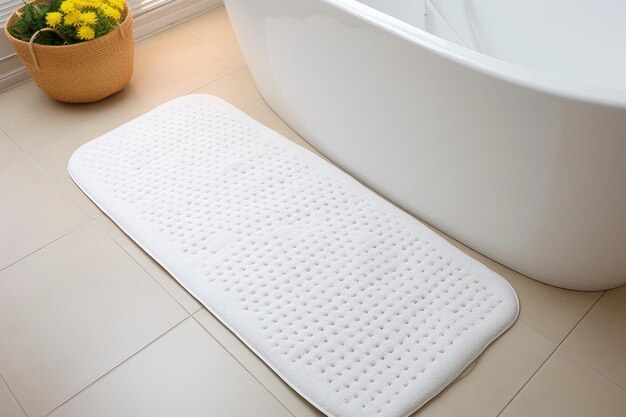 Photo a nonslip bath mat in a white tub