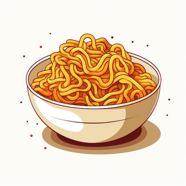 Noodle Doodle 흰색 캔버스 위의 맛있는 국수를 통한 단순화된 애니메이션 여행