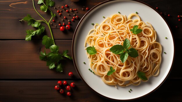 Нудель с оригинальным вкусом на тарелке простая еда