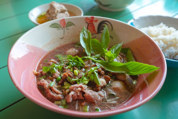 Noodle soup Thai food local lunch beef