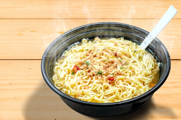 Noodles on the bowl with fork