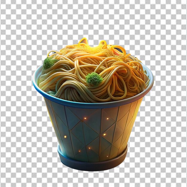 Photo noodles full cup on white background