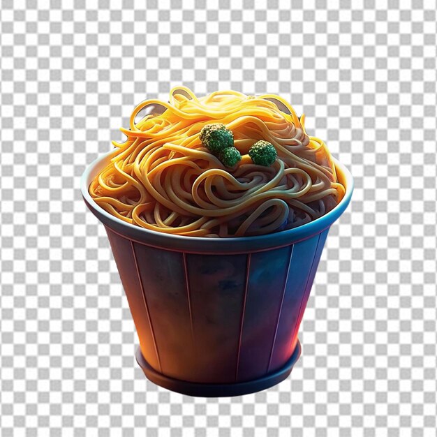 Photo noodles full cup on white background