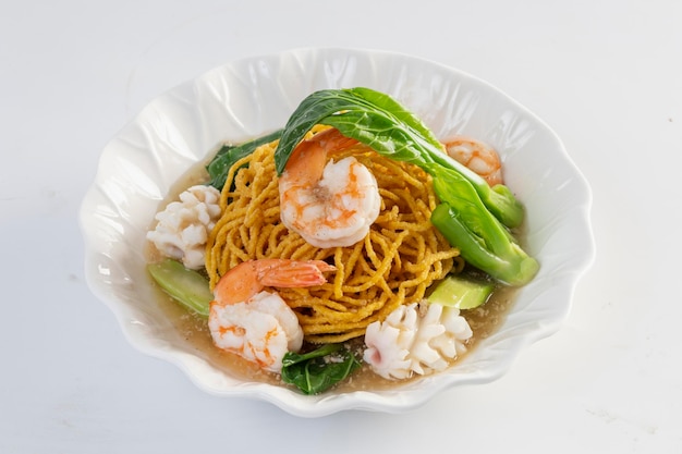 Noodles in Gravy Seafood isolated white background