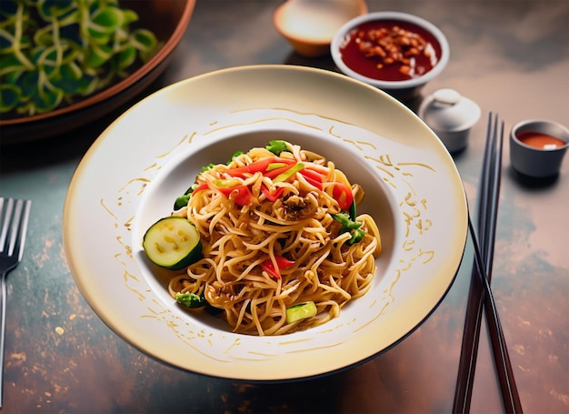 Noodles Restaurantstijl gegenereerd door AI