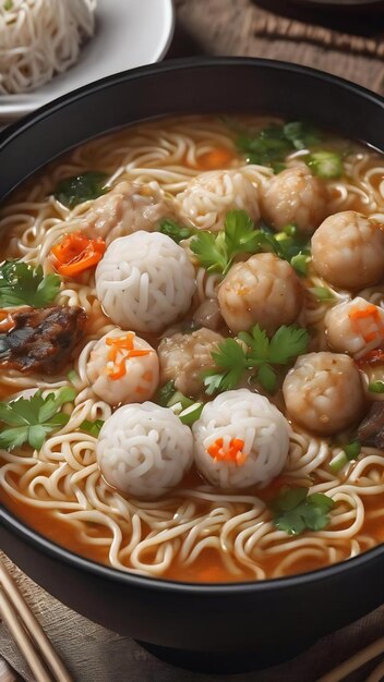 Noodles with fish ball in soup