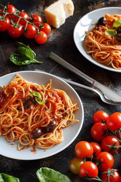 Noodles with vegetables on plate