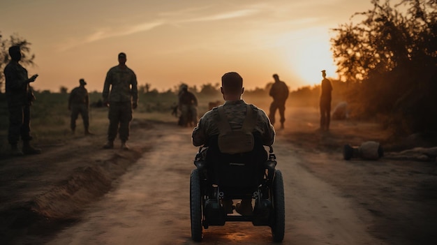 Nooit vergeten een gehandicapte soldaat geëerd door kameraden op Memorial Day