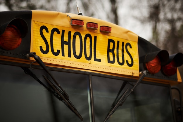 Noord-amerikaanse schoolbus voorruit