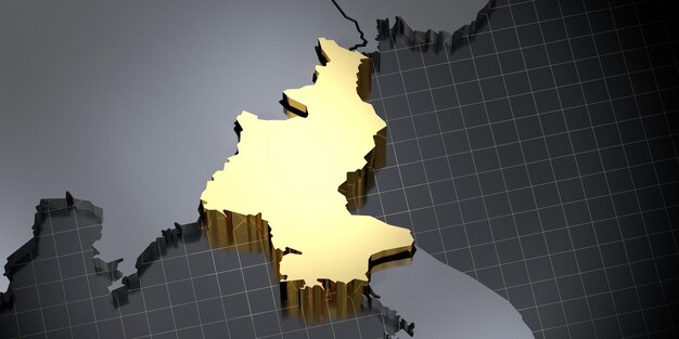 Noord-Korea land vorm 3D illustratie