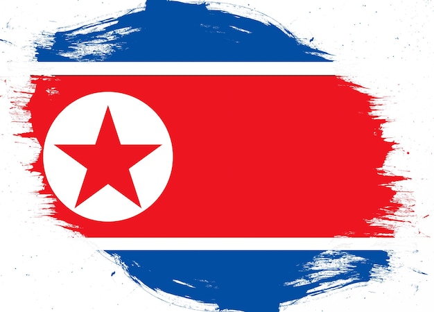 Noord-korea vlag op noodlijdende grunge brush achtergrond