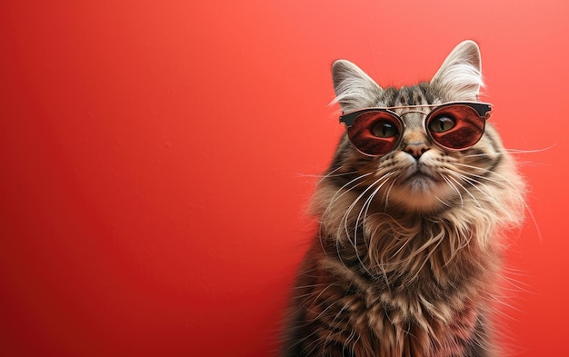 Noorse boskat met zonnebril op een professionele achtergrond