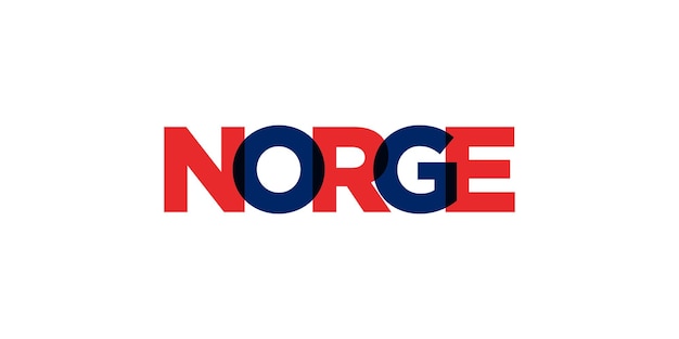 Noorwegen embleem Het ontwerp is voorzien van een vectorillustratie in geometrische stijl met gedurfde typografie in een modern lettertype. De grafische slogan-letters