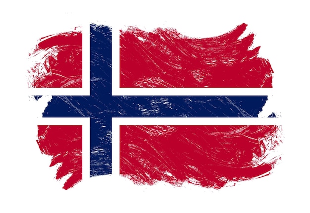 Noorwegen vlag op noodlijdende grunge witte penseelstreek achtergrond