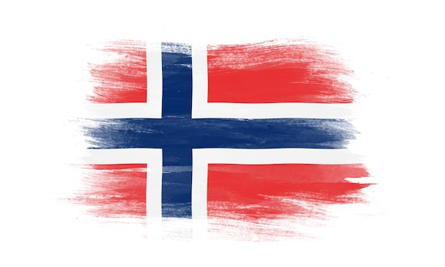 Foto noorwegen vlag penseelstreek nationale vlag