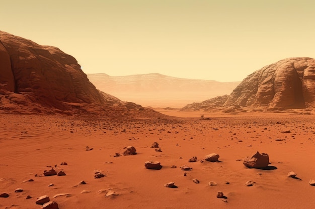 Nor the Martian surface itself scene created in imagination of Mars