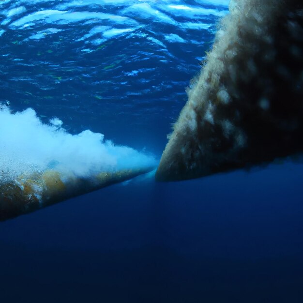 Photo nord stream gas pipeline underwater imaginary illustration leaking gas