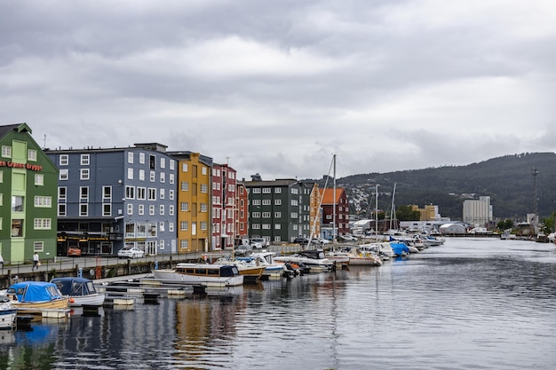 Nordic city Trondheim with colourful Old hoses July 13 2022