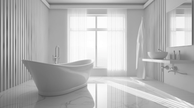 Nordic modern minimalist style white bathroom AI generative