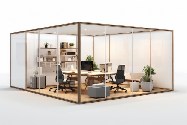 Nordic Office Cubicle Design geïsoleerd op witte achtergrond