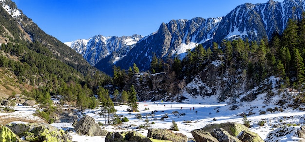 Nordic tracks of Cauterets, Pyrenees mountains, France