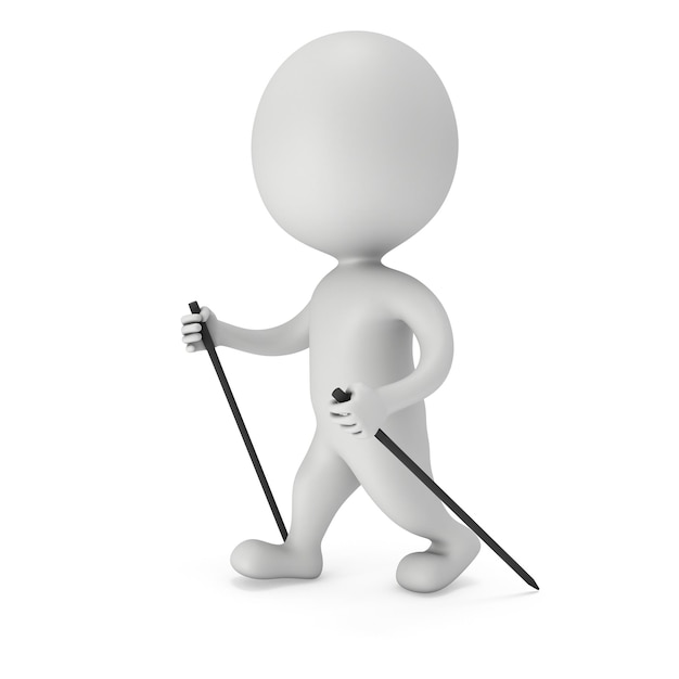 Photo nordic walking 3d white blank man