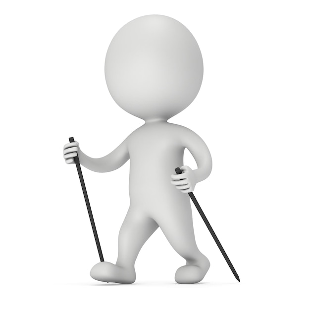 Photo nordic walking 3d white blank man