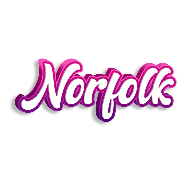 Norfolk typography 3d design yellow pink white background photo jpg