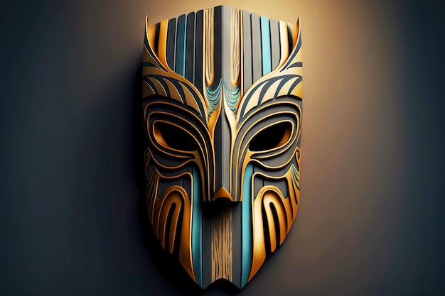 Norse gods wooden ritual and fighting tiki mask